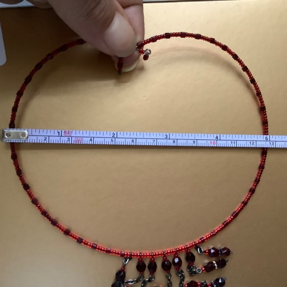 Romantic Vintage Boho Locket Necklace and Beaded Chocker Red OS - Picture 12 of 16